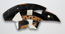 Kylix fragment, Attributed to the Colmar Painter, Terracotta, Greek, Attic